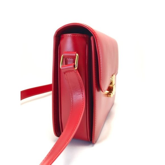 CELINE Cr Triomphe Large Natural Red Calfskin Leather Shoulder Bag - Picture 2 of 12